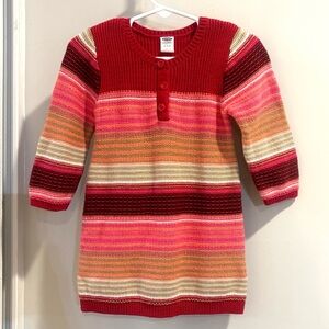 Striped Knit Longsleeve Sweater Baby Toddler Dress Red Pink Orange Tan White
